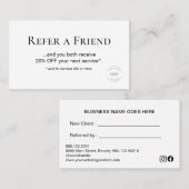 Eenvoudig Modern Wit Verwijs een Vriend Aangepaste Klantenkaartje (Voorkant / Achterkant)