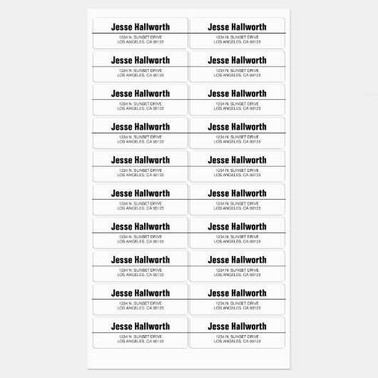 Eenvoudig Modern Wit & Zwart Waterdicht Adres Labels (Vel)