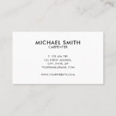 Eenvoudig modern Wooden Carpenter Visitekaartje (Achterkant)