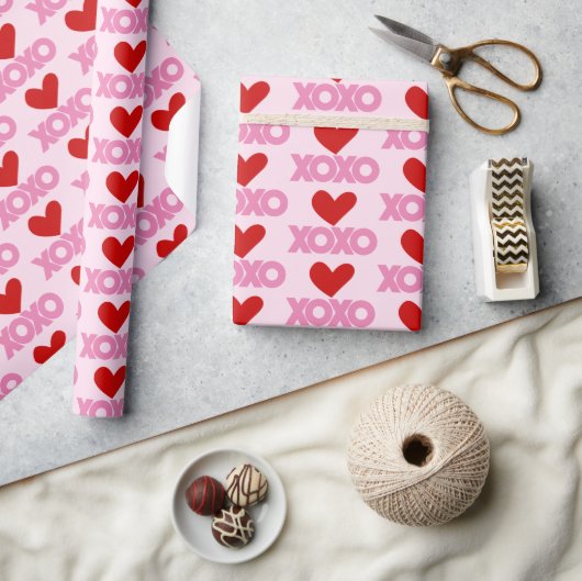 Eenvoudig modern XOXO-liefhebber hoort roze en roo Cadeaupapier (Crafts)