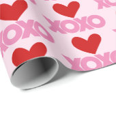 Eenvoudig modern XOXO-liefhebber hoort roze en roo Cadeaupapier (Rol Hoek)