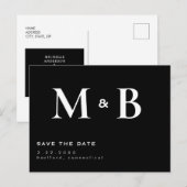 Eenvoudig Modern Z/W Monogram Bewaar de Datum Briefkaart (Voorkant / Achterkant)