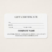 Eenvoudig & Modern Zakelijk Cadeaubon Visitekaartje (Achterkant)