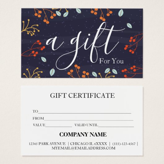 Eenvoudig & Modern Zakelijk Cadeaubon Visitekaartje (Voorkant /achterkant)
