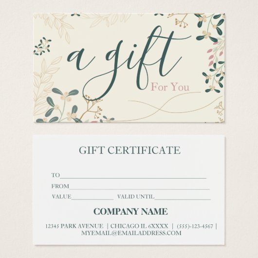 Eenvoudig & Modern Zakelijk Cadeaubon Visitekaartje (Voorkant /achterkant)