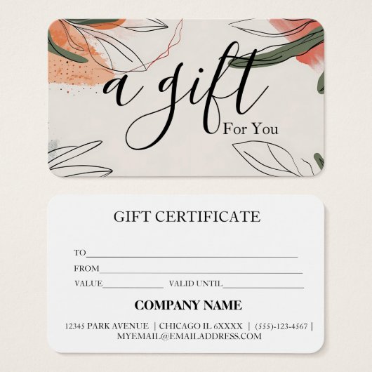 Eenvoudig & Modern Zakelijk Cadeaubon Visitekaartje (Voorkant /achterkant)