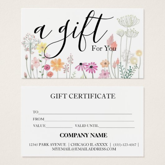 Eenvoudig & Modern Zakelijk Cadeaubon Visitekaartje (Voorkant /achterkant)