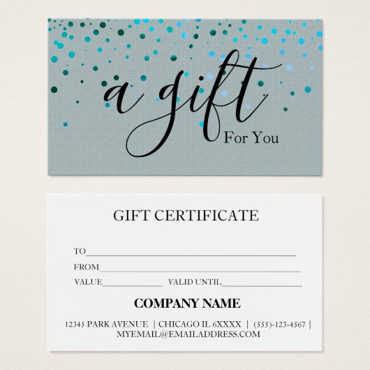 Eenvoudig & Modern Zakelijk Cadeaubon Visitekaartje (Voorkant /achterkant)