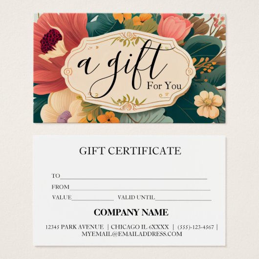 Eenvoudig & Modern Zakelijk Cadeaubon Visitekaartje (Voorkant /achterkant)