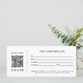 Eenvoudig Modern Zakelijk QR-code Cadeaubon (Staand voorkant)