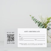 Eenvoudig Modern Zakelijk QR-code Cadeaubon (Staand voorkant)