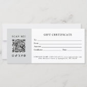 Eenvoudig Modern Zakelijk QR-code Cadeaubon (Voorkant)