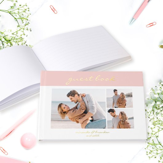 Eenvoudig Modern Zalmroze Handgeschreven Script Fo Gastenboek