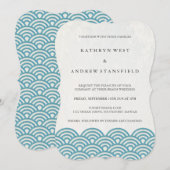 Eenvoudig modern Zee blauw/groen strand bruiloft Kaart (Voorkant / Achterkant)