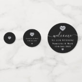 Eenvoudig modern, zilver Heart Black Weddenschap Confetti (Voorkanten)