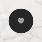 Eenvoudig modern, zilver Heart Black Weddenschap Confetti (Kleine voorkant)