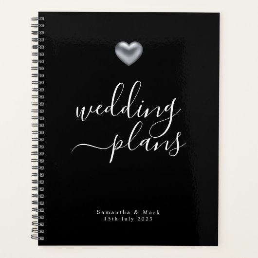 Eenvoudig modern, zilver Heart Wedding Planner (Voorkant)