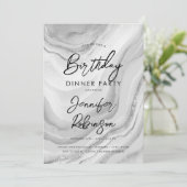 Eenvoudig Modern Zilver Marmer Verjaardagsdiner Kaart (Staand voorkant)