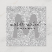 Eenvoudig, modern, zilver, zwart vierkante visitekaartje (Voorkant)