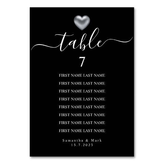 Eenvoudig modern, zilveren heart Typografie Wedden Kaart (Voorkant)