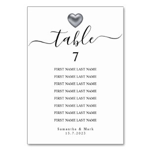 Eenvoudig modern, zilveren heart Typografie Wedden Kaart