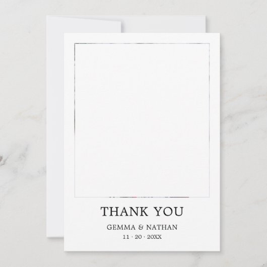 Eenvoudig Modern Zwart 1 foto bruiloft dank u kaar Bedankkaart (Voorkant)