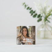 Eenvoudig modern zwart Afstuderen Foto QR Code Inf Contactkaartje (Staand voorkant)