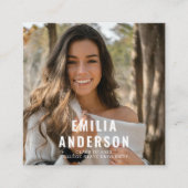 Eenvoudig modern zwart Afstuderen Foto QR Code Inf Contactkaartje (Voorkant)