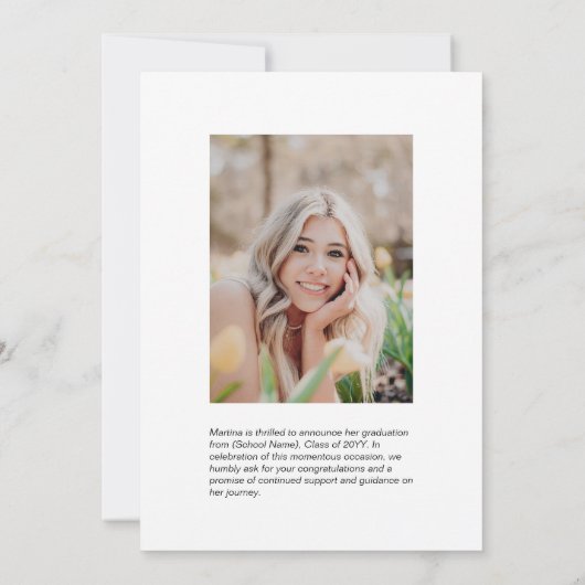 Eenvoudig Modern Zwart Afstuderen Fotoaankondiging Aankondiging (Achterkant)