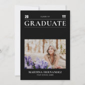 Eenvoudig Modern Zwart Afstuderen Fotoaankondiging Aankondiging (Voorkant)