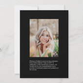 Eenvoudig Modern Zwart Afstuderen Fotoaankondiging Aankondiging (Achterkant)