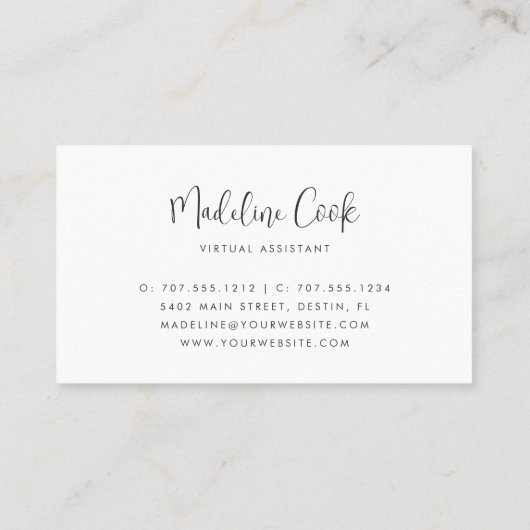 Eenvoudig modern zwart ash Calligrafie-script Visitekaartje (Achterkant)