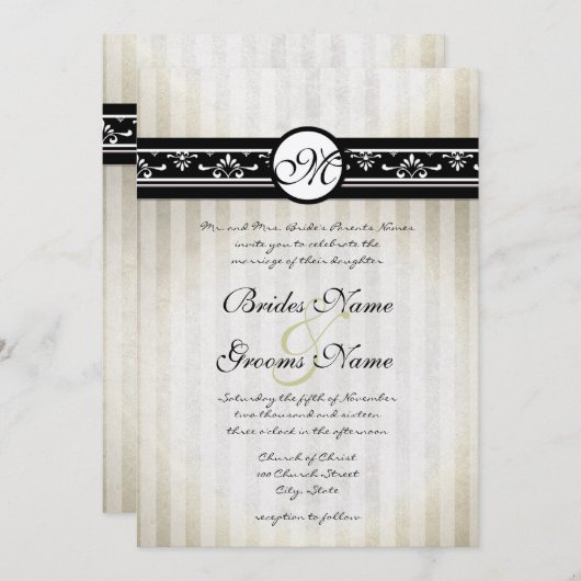 Eenvoudig  Modern Zwart en Beige Kaart (Voorkant / Achterkant)