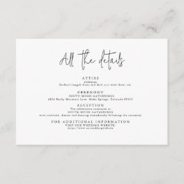 Eenvoudig modern zwart en wit alle details informatiekaartje