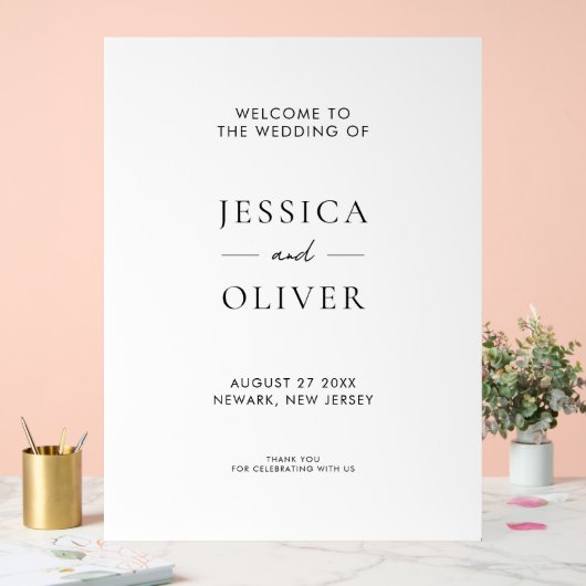 Eenvoudig modern, zwart en wit bruiloft welkom acryl bord (Huwelijk)