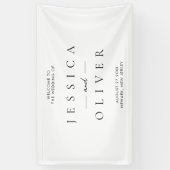 Eenvoudig modern, zwart en wit bruiloft welkom spandoek (Verticaal)