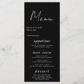 Eenvoudig modern zwart en wit elegant kleurig huwe menu (Voorkant)