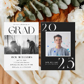 Eenvoudig modern zwart en wit, Grad Feest 2025 Kaart