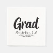 Eenvoudig Modern Zwart en Wit Script School Afgest Servet (Voorkant)