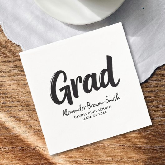 Eenvoudig Modern Zwart en Wit Script School Afgest Servet
