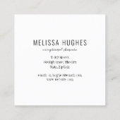 Eenvoudig Modern Zwart en Wit Vierkante Visitekaartje (Achterkant)