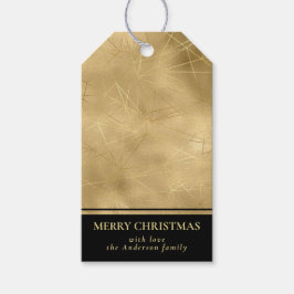 Eenvoudig Modern Zwart & Faux Goud Vrolijk Kerstfe Cadeaulabel