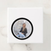 Eenvoudig modern zwart foto Afstuderen Bedankjes Labels (In situ)