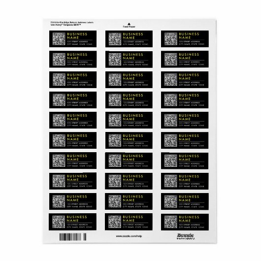 Eenvoudig Modern Zwart Geel Web Contact QR Code Etiket (Full Sheet)