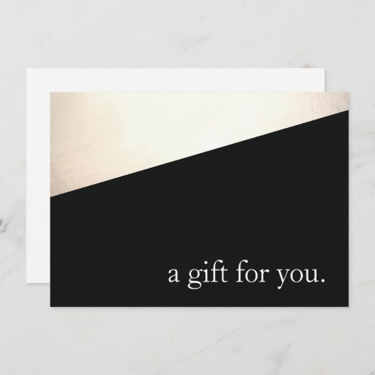 Eenvoudig, modern, zwart Gold-feestcadeaubon (Voorkant / Achterkant)