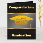 Eenvoudig modern zwart goud aanpassen kaart (Gele Bloem)