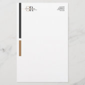 Eenvoudig Modern Zwart Goud Monogram Briefpapier (Voorkant)
