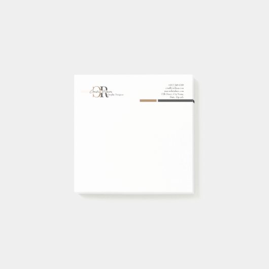 Eenvoudig Modern Zwart Goud Monogram Post-it® Notes (Voorkant)