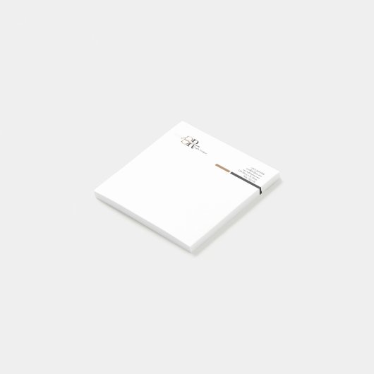 Eenvoudig Modern Zwart Goud Monogram Post-it® Notes (Schuin)