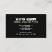 Eenvoudig Modern Zwart Goud Monogram Visitekaartje (Achterkant)